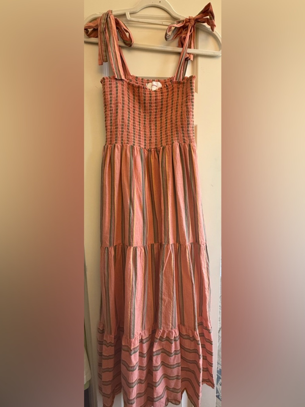 Xirena Women’s Tiered Smocked Maxi Dress - Coral Striped